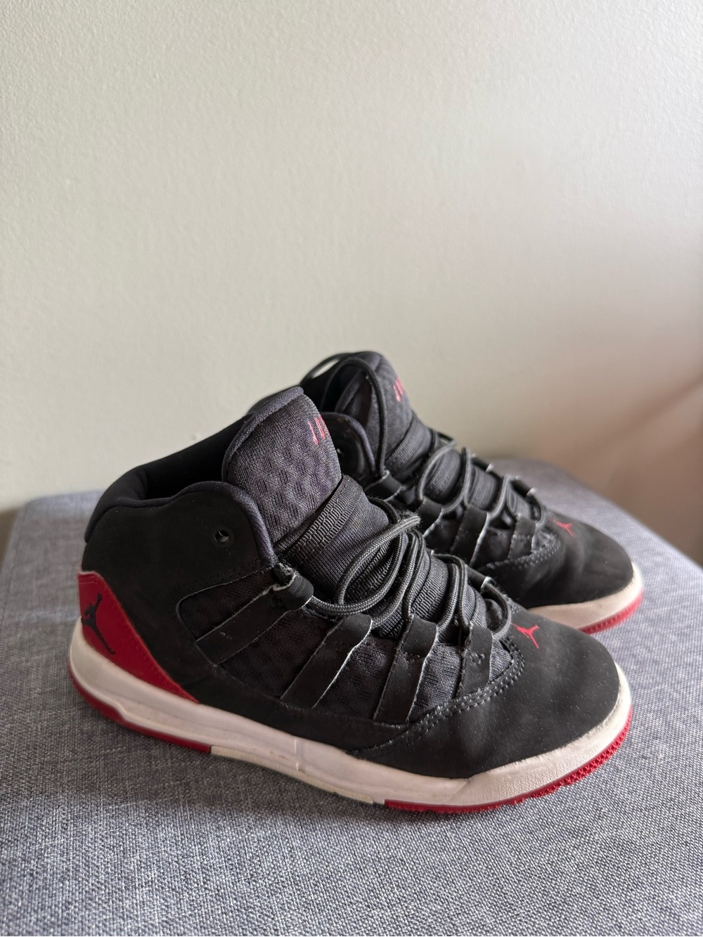 Jordan Kids Black and Red Basketball Sneakers